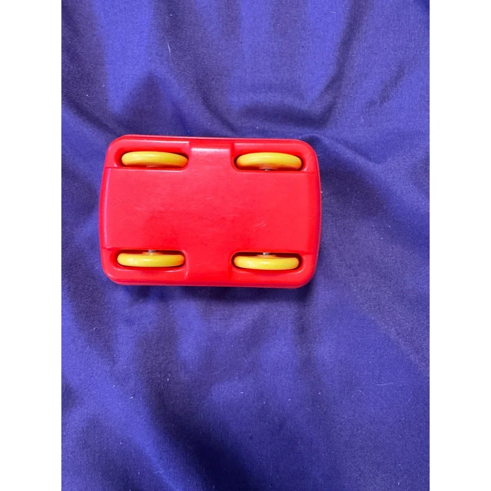 Vintage Fisher Price Little People Red Car Vehicle Yellow Wheels Plastic Toy